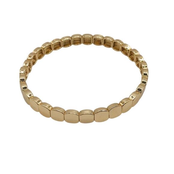 Gold Rounded Square Beaded Stretch Bracelet - Picture 1 of 7